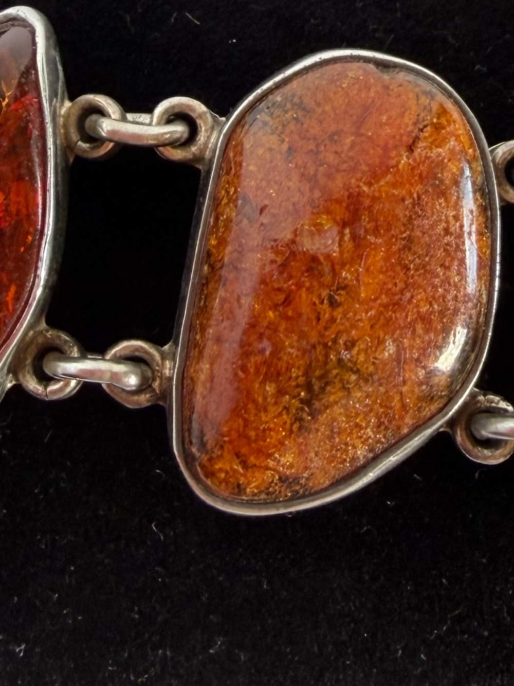 Amber Bracelet Set in Sterling Silver Cabochon Settings - Picture 7 of 12